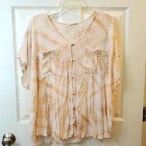 Maurices Women's  Plus Cream Button-Down Top Size 2